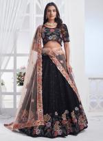 Pure Chiffon Black Party Wear Embroidery Work Lehenga Choli